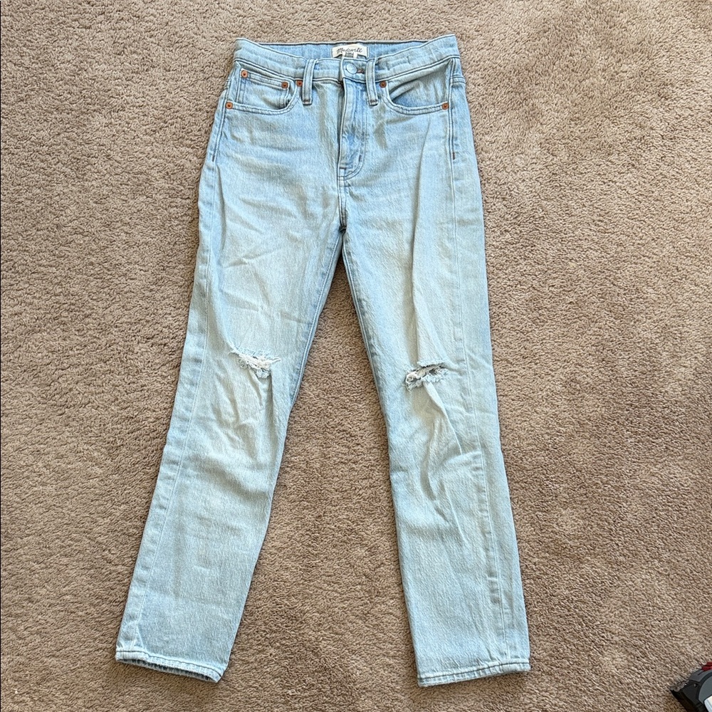 Madewell Light wash the high rise slim crop boyjean